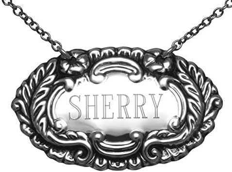 Sherry Liquor Decanter Label / Tag - Sterling Silver by Silver Mine Gifts