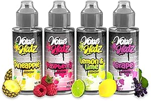 VAPE HEDZ Vape Juice No Nicotine - Four Pack Fruit E Liquid - 100 ml E Juice - Vape Fluid 70/30 Ratio - Vape Kit Gift for Men and Women - 400 ml Short Fill E Cigarette Vape Liquid - No Tar Or Tobacco