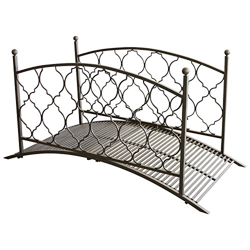 Gartenbrücke Teichbrücke Metallbrücke Gartenteichbrücke, B180xT80xH91cm, Metall, Antik-Optik, Brücke mit Geländer - 4