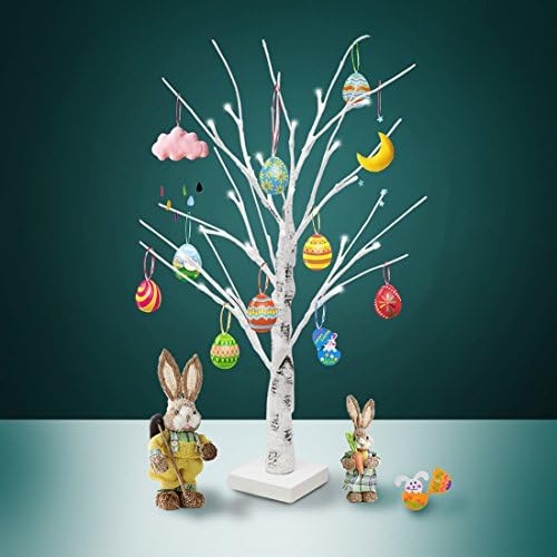 Vanyda Silver Birch Twig Tree White Branches for Home Party Wedding Birthday Christmas Easter Indoor Outdoor Photography Deco LED Tree Accessories (White Light，60cm, 24 LED Light)