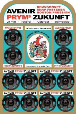 PRYM 21 mm Zukunft Aufnäher Druckknöpfe, 12 Stück, Messing schwarz