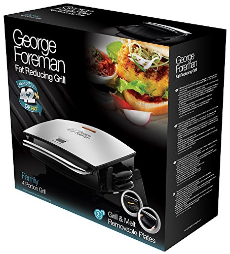 George Foreman 14525-56 Grill and Melt Fitnessgrill, Kontaktgrill, Panini- und Sandwichgrill mit 26,5 x 16 cm großer Grillfläche, 1550 W, silber / schwarz - 2