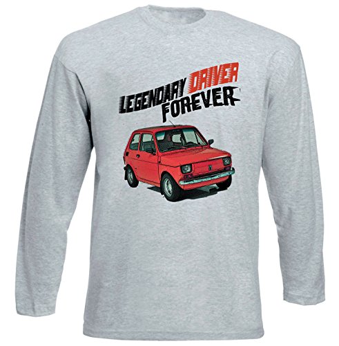 Download Teesandengines Men's POLISH MALUCH POLISH FIAT 126P RED LEGENDARY DRIVER Grey Long Sleeved T-shirt Size Medium