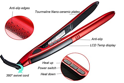 LadyHelena® Profi Keramik Haarglätter  Anti Frizz Glätteisen Lockenstab 2 in 1,Auto-Abschaltung LCD EU Stecker (mit Hochwertiger Keramikbeschichtung) - 2
