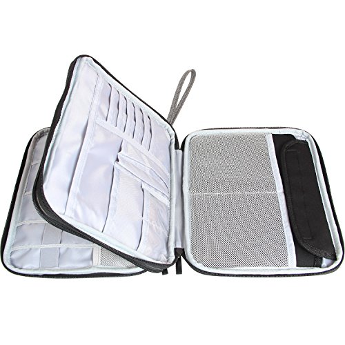Damero Univesale Reisetasche Organiser Tasche mit Doppelschicht zur Aufbewahrung von Speicherkartenfächer für Ipad, Kabel und Festplatte, Dunkelgrau - 5