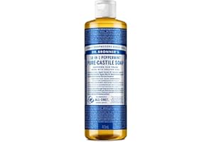 DR. BRONNER'S Dr Bronner's 18-in-1 Peppermint Pure-Castile Liquid Soap, Made with Organic Oils, Used for Face, Body, Hair, Laundry, Pets and Dishes, Certified Fair Trade & Vegan Friendly, 473ml Recycled Bottle