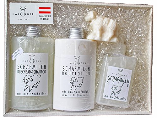 Geschenkset Schafmilch von Haslinger mit Duschbad & Shampoo, Bodylotion, flüssige Seife und Seife - 2