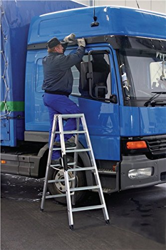 Günzburger Steigtechnik Aluminium-Stufen-Stehleiter 2x5 Stufen, beidseitig begehbar