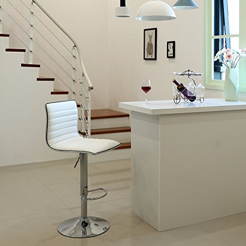 Songmics 2 x Taburete de Bar con Respaldo sintético Blanco LJB65W