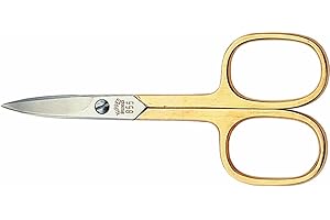 nippes Solingen Solingen Nail Scissors Made of Hardened, Nickel-Plated Steel, 18 Carat Partially Gold-Plated, 9 cm, with Clasp and Curved Tip, for Pedicure and Manicure, Quality
