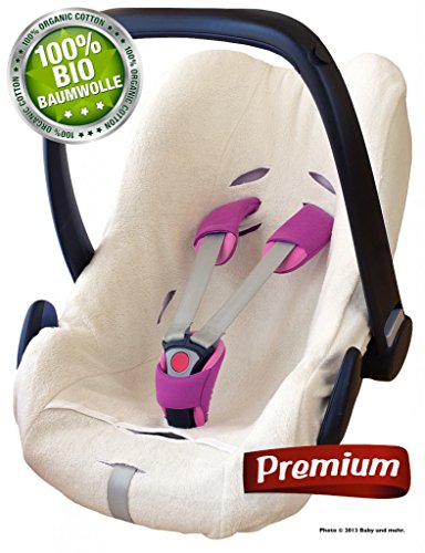 Preisvergleich Produktbild ByBUM - Schonbezug, Sommerbezug, Universalbezug für Babyschale PREMIUM aus gebürsteter 100% BIO-Frottee Baumwolle, passend universal für Babyschale, Autositz, z.B. Maxi-Cosi; Farbe ECRU; NEUHEIT