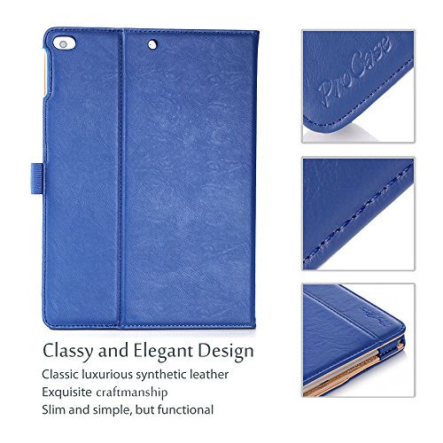 ProCase iPad Fall 9.7 „2017 – Weinlese-Folio-Standplatz-Abdeckungs-Fall für neues 2017 Apple iPad 9.7 Zoll, passen auch iPad Luft 2 / iPad Luft, mit mehrfachen Betrachtungs-Winkeln, Dokument-Karten-Tasche -Marine - 7