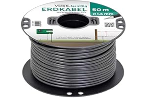 VOSS.FARMING Câble haute tension enterrable pour clôture électrique, 50 m, Âme de fil en acier Ø 1,6 mm, extra flexible