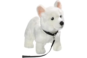 Carl Dick Biały owczarek Pluszowy siedzący ze smyczą dla psa, 26 cm 3485