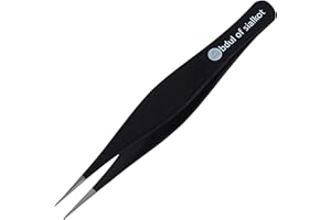 Abdul of Sialkot Pointed Tweezers ,Needle Nose Tip, Sharp Precision Ingrown Hair, Surgical Pointed for Blackheads & Splinters/Best Tweezers for Eyebrows (Reg black)