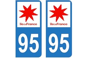 HADEXIA Autocollant Stickers plaque immatriculation voiture auto département 95 Val-D'Oise Logo Région Ile-de-France