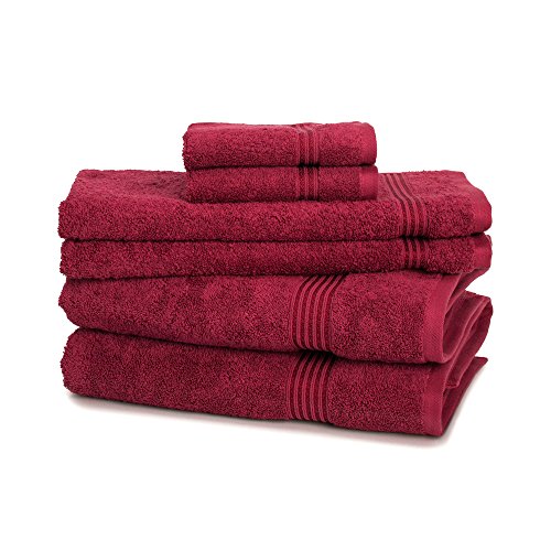 600 GSM 6 Piece Towel Set 100 Percent Egyptian Cotton by ExceptionalSheets, Burgundy