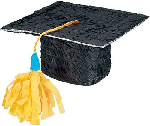 Confettery Pinata Party Game Mortarboard Graduation College Party Pinata Filler, 50 cm, Black
