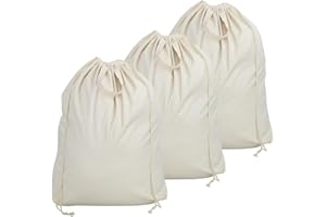 Amonsen Confezione da 3 sacchetti per biancheria in tela di cotone, per dormitorio, appartamento, hotel, lavanderia, negozio pulito e asciutto ecc.