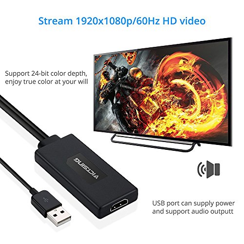 VGA auf HDMI, VicTsing VGA zu HDMI Konverter Adapter Audio Übertragung 1080P Full HD mit USB Stromversorgung unterstützt für TV, Computer, Projektor, Laptop, DVD, AV – Schwarz - 5