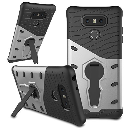 Funda LG G6 Armor Carcasa   Tarea Pesada  360 Grados de Rotaci  n Soporte de Combinaci  n a Prueba de Golpes H  brido Defender Carcasa Duro Prueba de Choques y Dustproof de Caja Protectora para LG  LG G6  Plata 