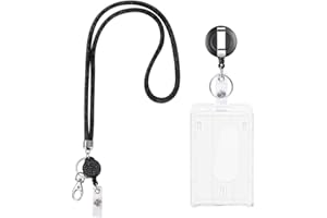 YATEICBC 2pcs Collana con Cordino in Cristallo con Porta Badge,Porta Badge Retrattile e Portachiavi,Porta Carte ID Cinturino a Cordino Strass Bling Portabadge Trasparenti e Cinghia da Collo per Badge