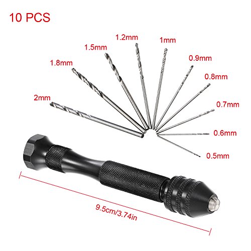 JTENG Mini Bohrmaschine Handbohrmaschine Handbohrer Drillbohrer + 10 Spiralbohrer Bohrer 0.5-2.mm - 2