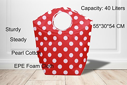 Polka Dots Rot Wäschekorb Wäschesammler Robust Kinderfreundlich 40L - 4