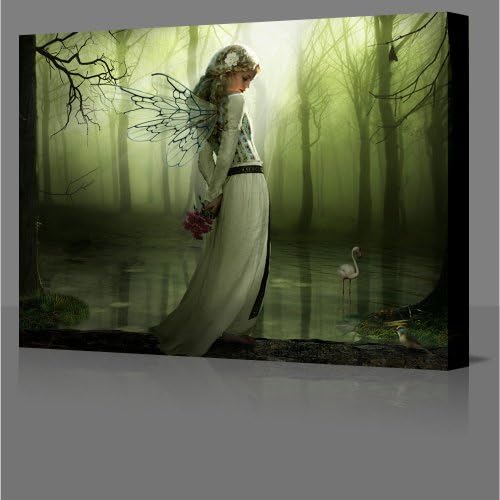 Fantasy Sweet Fairy & Flowers Large A1 30x20 Inch Mounted Canvas Art Picture Print