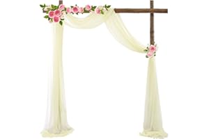 Lukery Hochzeit Vorhang Hochzeitsbogen, Querbehang Gardine Freihanddeko Himmelbett Vorhänge Stoff Tüll Transparent Voile Dekoration