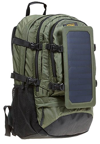 XTPower® SP607BL 6,5 W Mochila solar en verde - Bolsa solar de nailon - Mochila de excursión con función de carga solar desmontable - Panel Solar integrado con 1x USB 5 V 1 A