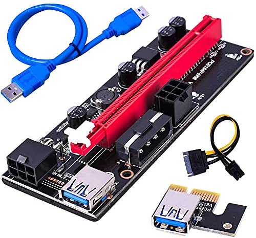 Etzin VER009S PCI-E Riser Card PCIe 1x to 16x USB 3.0 Data Cable Graphic Extension for Bitcoin GPU Mining Powered Riser Adapter Card (VER-009S)-(EPL-737PC-03)