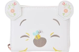 Loungefly Zip Around Purse Winnie The Pooh Cosplay Folk Floral Ufficiale Bianca