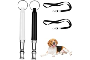 WAVATA 2 fischietto per cani ad ultrasuoni con cordino, fischietto per cani da chiamare, fischietto per cani a ultrasuoni contro abbaiare, fischietto regolabile per cani, educazione e comportamento (nero +