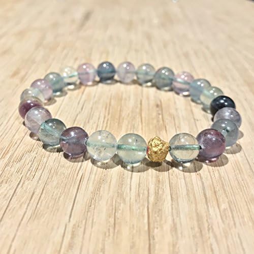 Zessoo Fluorite Bracelet Men Women 8mm Chakra Beads Bracelet Elastic Natural Stone Yoga Bracelet Bangle