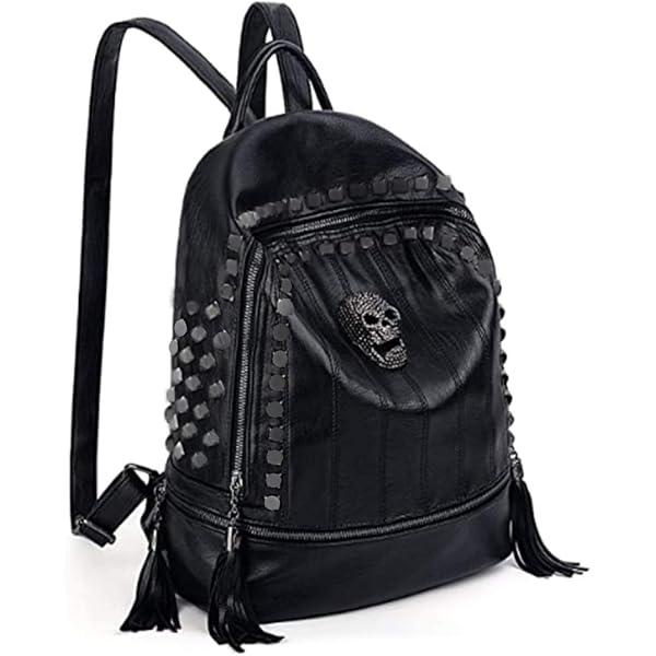 Zaino Gotico Ro Rox Minerva | Borchie In Tela Punk, Unisex, Capiente Con Tasche, Per Scuola E Tempo Libero - 3