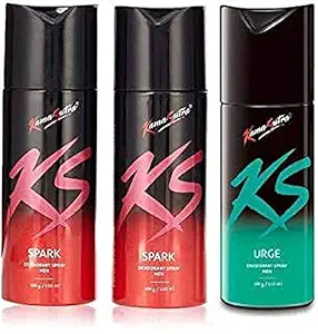 Kamasutra KS DEO COMBO PACK Body Spray - For Men & Women (1 Urge & 2 Spark)??(450 ml, Pack of 3)