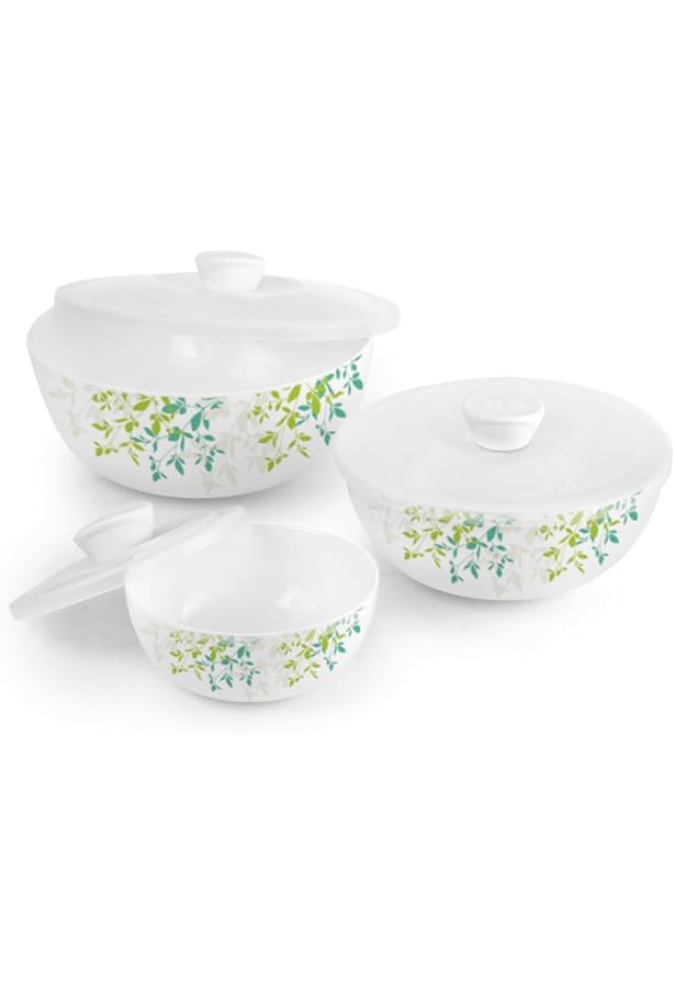 JOCCA JOCCA-4497V - Set di 5 Ciotole in Vetro con Coperchio, antigoccia, 18 x 10 x 18 cm, Colore: Verde