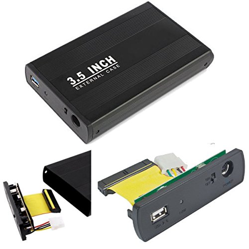 Festplattengehäuse 3,5 ZOLL EXTERN IDE - HDD Aluminium FESTPLATTE GEHÄUSE USB 2.0 SCHWARZ + Netzteil + Kabel