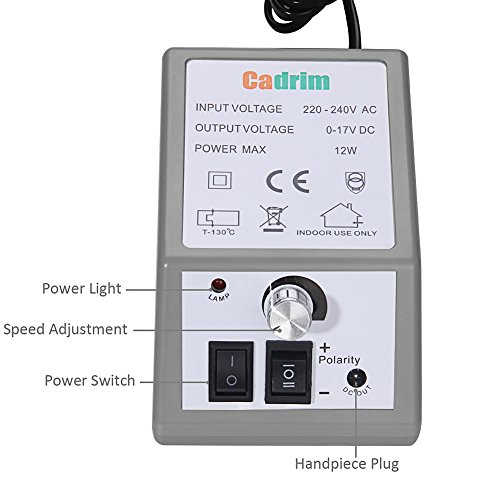 Cadrim Elektrisch Nagelfräser Fräser Nagelfeile Maniküre Set Plus 6BITs und Schleifhülsen mit geringem Rauschen und Vibration - 3