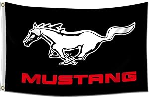 Obainpu Mustang Autofahne, 90 x 150 cm, Wandbanner mit 2 Messingösen, für Garage, Mann, Höhle, Wohnheim