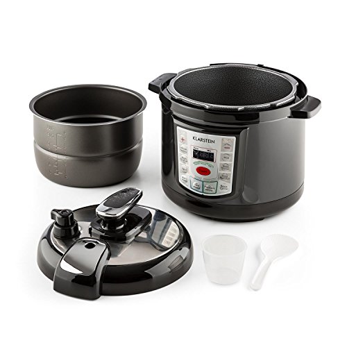 Klarstein Fast Flavour Schnellkochtopf Multifunktions Dampfdruckkochtopf (5 Liter, 8 Programme, 2 Funktionen, 900 Watt, Warmhaltefunktion, inkl. Messbecher und Reislöffel) schwarz - 4
