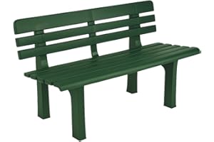 URBN GARDEN 2 Seater Plastic Weatherproof Outdoor Garden Bench Heavy Durable Waterproof Patio Furniture Perfect for Garden Patio Deck or Balcony - Green
