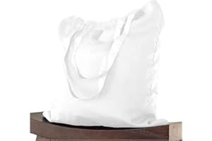 ELES VIDA Bolsa de algodón 38x42 cm 1 piezas sin imprimir, dos asas largas con certificación OEKO-TEX® Bolsa de tela, bolsa de transporte, bolsa de algodón, bolsa de compras, bolsa de yute, Blanco