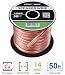 Produktbild FosPower Lautsprecherkabel (15m) 14AWG Prämie Sauerstoff Frei Blank Kupfer Speaker Wire mit Klar Jacke und Rot Polarity Mark (50ft)