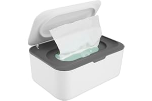 Fanomini Wipes Dispenser Baby Wipe Holder Sealing Refillable Wipe Container Keeps Wipes Fresh Dustproof Tissues Wipes Case with Lids for Home Bedroom Nursery Room Car Office Bathroom(grey)