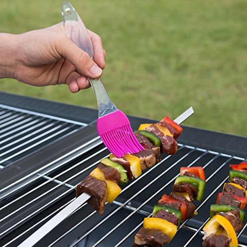 iNeibo Kitchen Silikon backpinsel/grillpinsel- BBQ Barbecue Pinsel hitzebeständig- 4er set küchen pinsel mit kristall griff- bratpinsel flexibel,langlebig mit 4 verschiedenen Farben - 5
