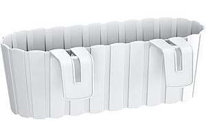 PROSPERPLAST Jardinera para balcón BOARDEE Hook 4,9L., Dimensiones (mm) 383x212x130, Color Blanco