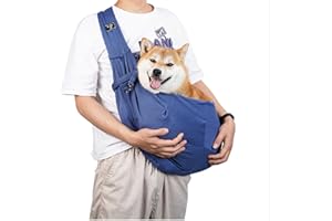 CYBERNOVA Small Pet Dog Cat Sling Carrier for 3-15lbs, with Pocket,Hand-Free Pet Bag Dog Cat Puppy Carry Bag for Travel and Walking Outdoor (blue)
