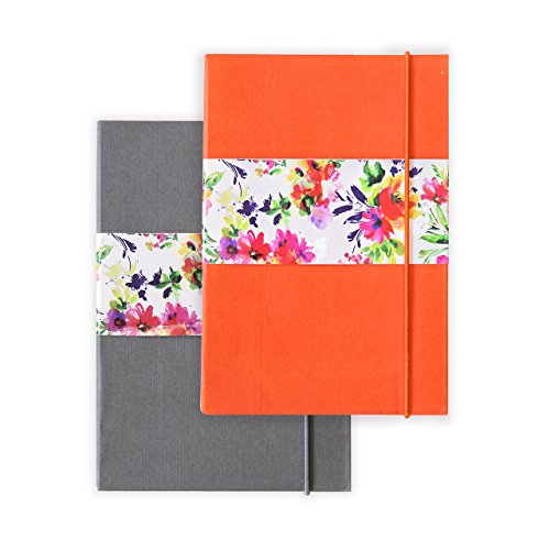 7mm Between the Lines Pop Collective Grey - Orange, 144 pages each, Ruled Notebook, 12 x 18 cms (Pack of 2)